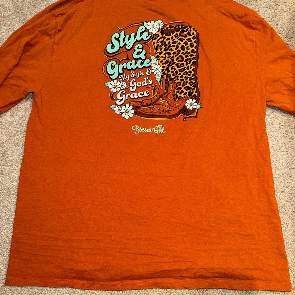 Blessed Girl Women's Long Sleeve Style
& Grace T-Shirt Brown Size XL - Picture 5 of 5